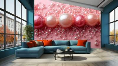 Beautiful pink pearls closeup Wall mural