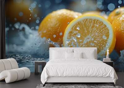 Fresh yellow large lemon Wall mural