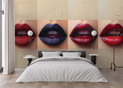 Juicy female lips close-up Wall mural