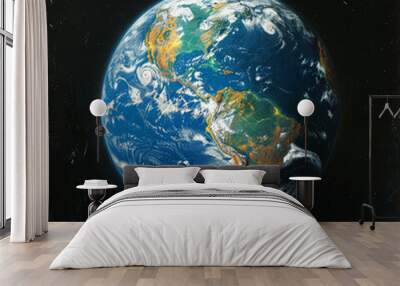 Planet Earth on a black background Wall mural