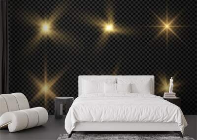 Bright yellow star burst, golden light effect. Wall mural