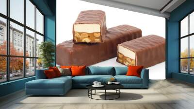 Chocolate with nuts isolated. Wall mural