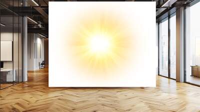 Flash yellow sun, star flashed with sparkles. Wall mural