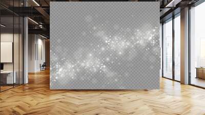 Sparkling white magic dust particles bokeh light. Wall mural