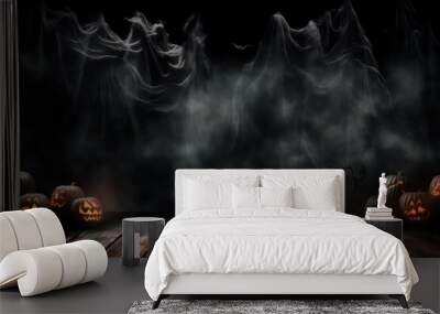 Spooky halloween background with empty wooden planks, dark horror background. Celebration theme, copyspace for text. Ideal for product placement Wall mural