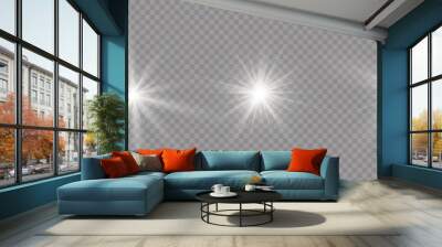 Star burst with light, white sun rays.  Wall mural