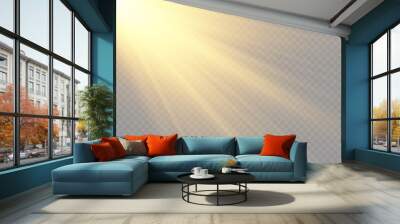 Sunlight with bright explosion, sun ray light. Wall mural