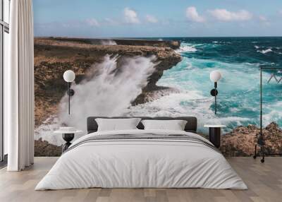 waves crashing on rocks Wall mural