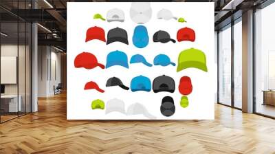 Baseball cap views icons set. Simple illustration of 25 baseball cap views vector icons for web Wall mural