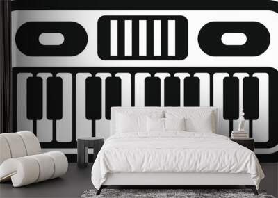 Black and white vector icon illustration of an electronic music keyboard Wall mural