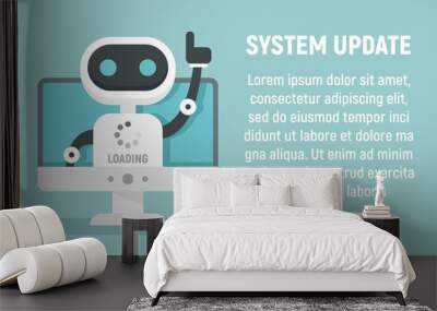 Bot system update concept banner. Flat illustration of bot system update vector concept banner for web design Wall mural