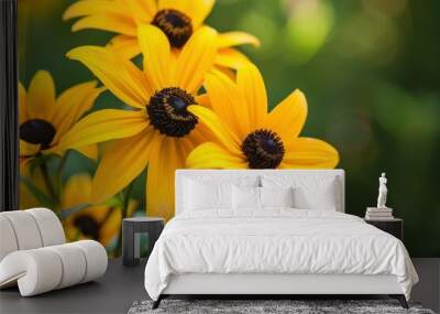 Bright Black eyed susan flower. Plant beauty. Generate Ai Wall mural