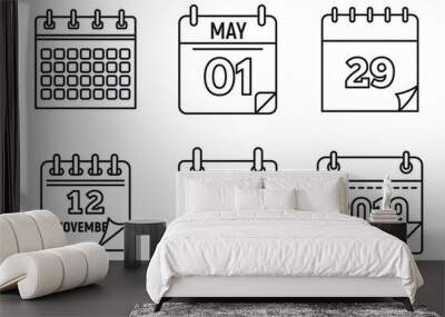 Calendar week icons set. Outline set of calendar week vector icons for web design isolated on white background Wall mural