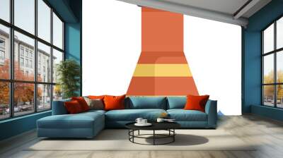 Cartoon lighthouse is standing on blue water with waves, emitting light Wall mural