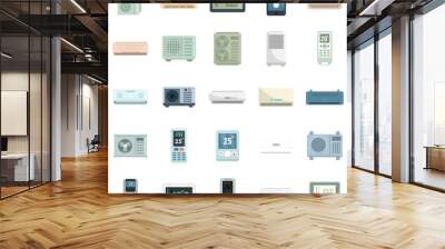 Climate control systems icons set flat vector isolated Wall mural