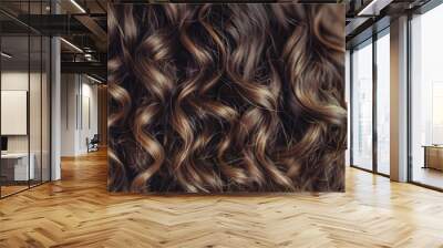 Closeup shot capturing the rich texture of beautifully styled wavy hair Wall mural