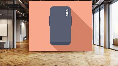 Contemporary and modern smartphone flat design vector illustration with simple, minimalistic, and sleek pink geometric background, ideal for technology and communication concepts Wall mural