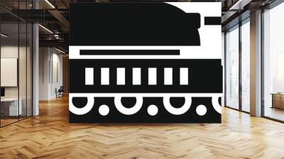 Detailed military tank silhouette vector in black and white, side view, flat design, armored illustration for army warfare, combat, and defense. Ideal for tactical operation and ground forces Wall mural