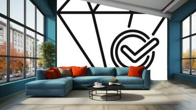 Diamond certified form icon outline vector. Cart rule policy. Search check water Wall mural