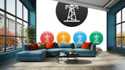 Energy electric tower icons set 9 color vector isolated on white for any design Wall mural