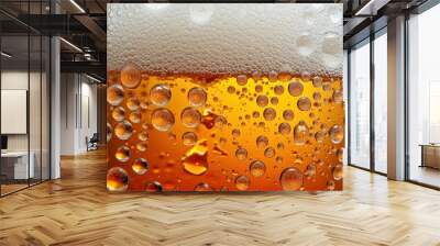 Golden Beer cold background. Draft barrel. Generate Ai Wall mural