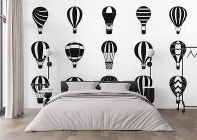 Hot air balloon icons set. Simple set of hot air balloon vector icons for web design on white background Wall mural