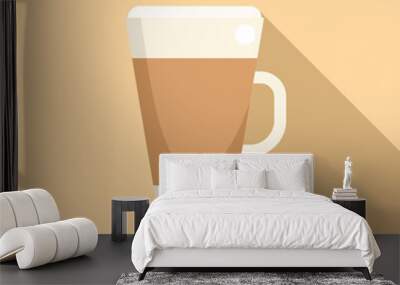 Latte glass icon flat vector. Cafe cup Wall mural