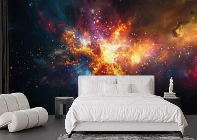 Magnificent Beginning universe explosion. Galaxy outer space catastrophic blowing burst. Generate ai Wall mural