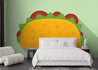 Mexican taco icon flat vector. Tortilla food. Tacos menu Wall mural