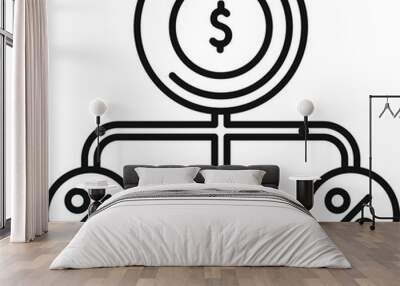 Money distribution system showing percentages with dollar sign icon Wall mural