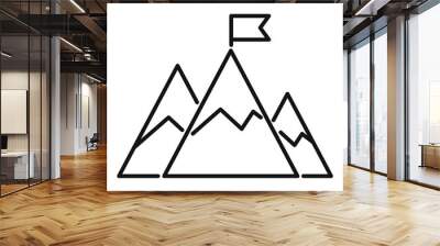 Mountain flag mission icon. Outline mountain flag mission vector icon for web design isolated on white background Wall mural