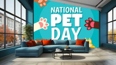 National pet day paw concept background. Flat illustration of national pet day paw vector concept background for web design Wall mural