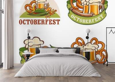 Oktoberfest beer party german logo icon concept set. Cartoon illustration of 4 Oktoberfest beer party german vector logotype icons for web Wall mural