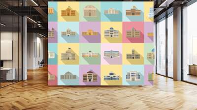 Parliament icons set, flat style Wall mural