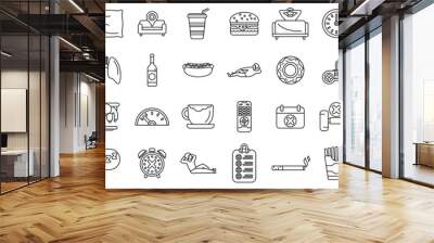 Passive lifestyle icons set outline vector. Smoke tobacco. Person bad problem Wall mural