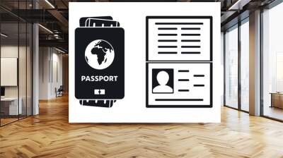 Passport document icons set. Simple set of passport document vector icons for web design on white background Wall mural