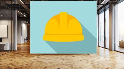 Protection helmet icon, flat style Wall mural