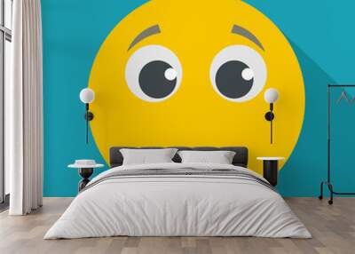 Sad smile icon vector flat Wall mural