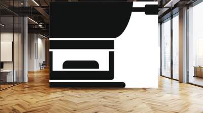 Simple icon of a wok cooking on a stove with fire burning below Wall mural