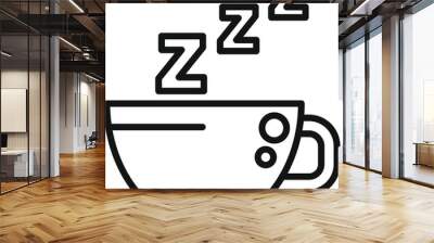 Sleeping coffee cup icon outline vector. Sleep insomnia. Stress person Wall mural