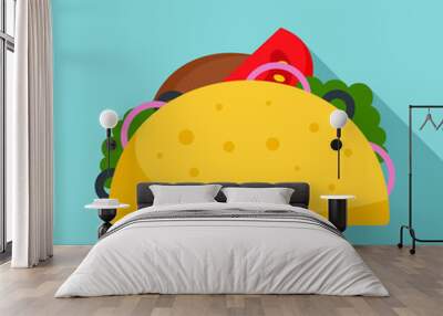 Taco food icon. Flat illustration of taco food vector icon for web design Wall mural