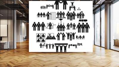 Team building work training icons set. Simple illustration of 25 team building work training vector icons for web Wall mural