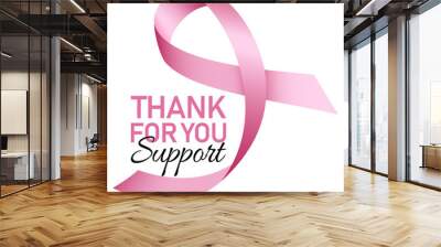 Thanks for support breast cancer logo. Realistic illustration of thanks for support breast cancer vector logo for web design isolated on white background Wall mural