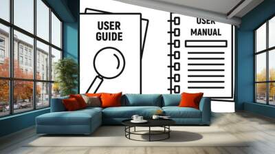 User guide book icons set. Outline set of user guide book vector icons for web design isolated on white background Wall mural