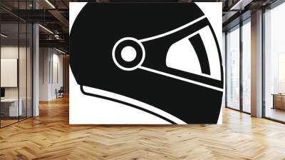 Vector illustration of a black racing helmet silhouette for motorsport and extreme sports. Providing safety and protection for professional drivers on the track Wall mural