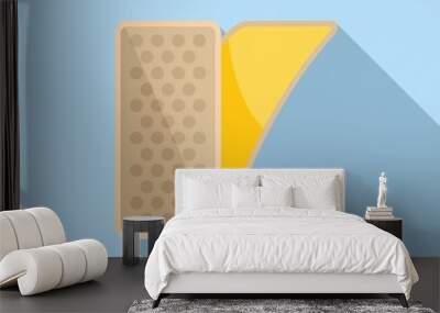 Wax label icon flat vector. Gold seal Wall mural