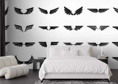 Wings icons set. Simple set of wings vector icons for web design on white background Wall mural