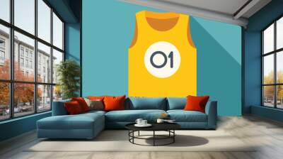 Yellow sports shirt with number one for winner, concept of victory and success Wall mural