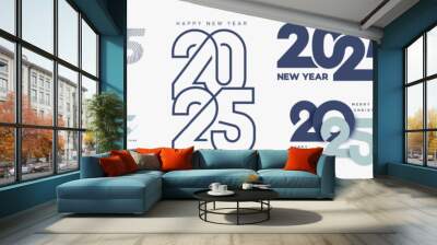 2025 Happy New Year logo text design. Trend collection of 2025 number design template. Design for Christmas decoration and business. Vector illustration for calendar, banner, card, label and symbol. Wall mural