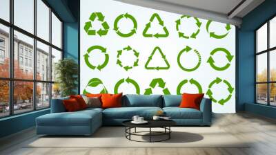 Big set of Recycle icon. Recycle Recycling symbol. Vector illustration. Isolated on white background. Wall mural